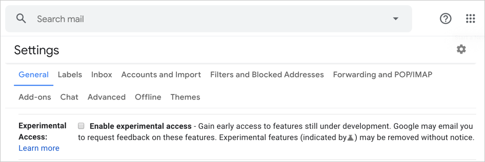 在 Gmail 中禁用实验性访问
