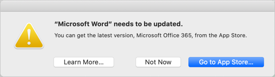 macOS Catalina 中的 Word 2011 32 位应用程序错误