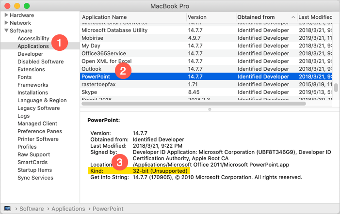 在 MacOS 中检查 32 位应用程序