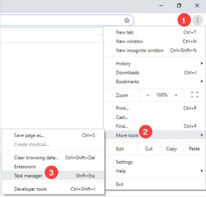 打开 Chrome 任务管理器