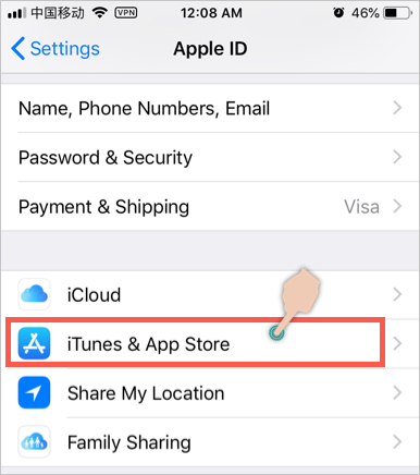 iTunes 和 App Store 选项