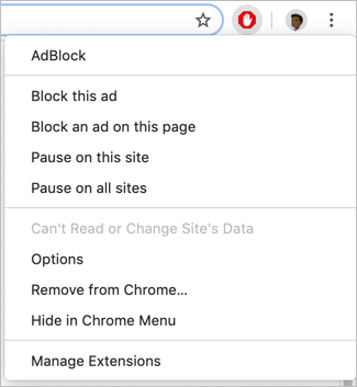 右键单击 Chrome 扩展程序图标