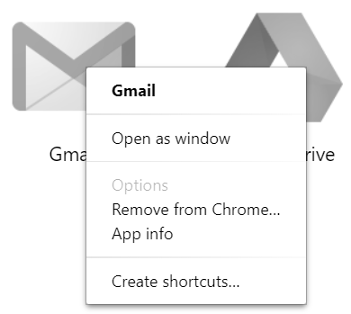 右键单击 Windows 应用程序快捷方式