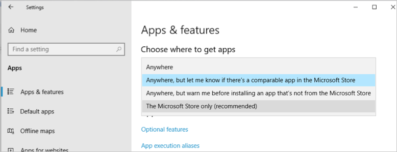 限制非商店应用
