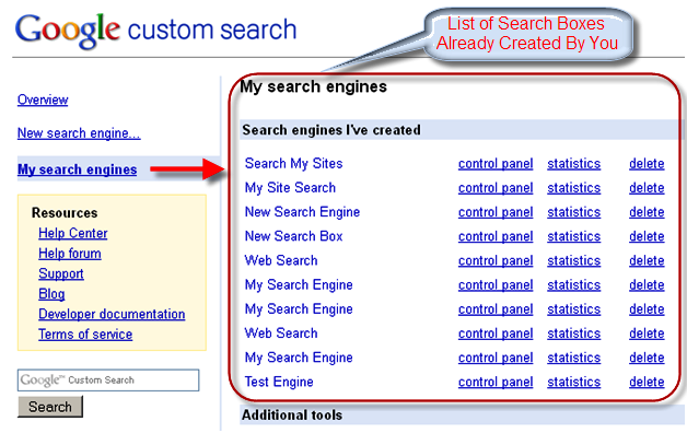 现有搜索框列表