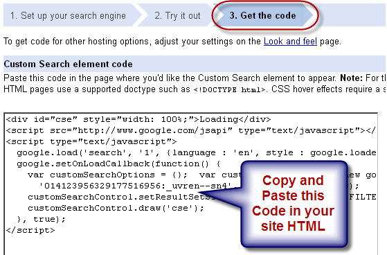 获取自定义搜索框的 HTML 代码