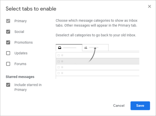 选择要启用的选项卡