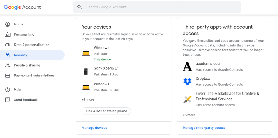 有权访问您帐户的应用