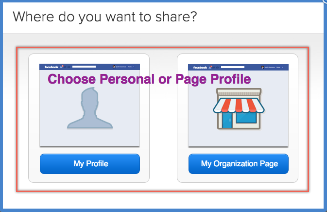 选择 Facebook 个人或主页资料