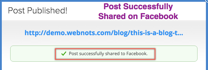 Weebly 帖子在 Facebook 上成功分享