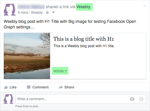 在 Facebook 上分享 Weebly 文章