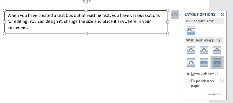文本框布局选项