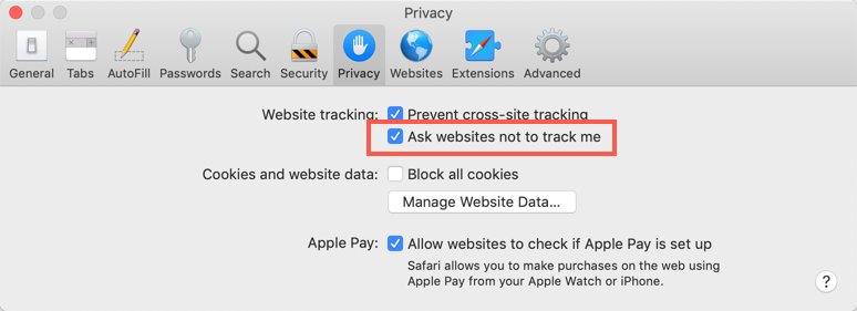 在 Safari Mac 中启用不跟踪