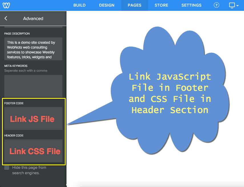 在 Weebly 中链接引导文件