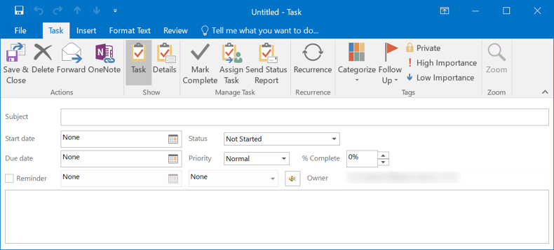 在 Outlook 中创建新任务