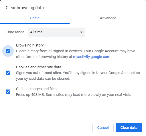 清除所有浏览历史