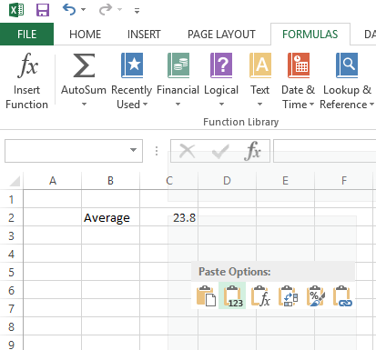 在 Excel 中粘贴值