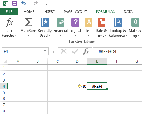 Excel 中的无效参考错误