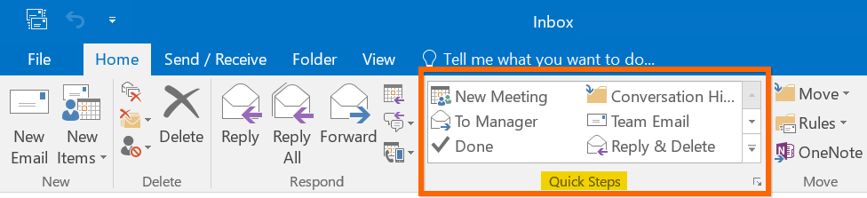 Outlook 中的快速步骤