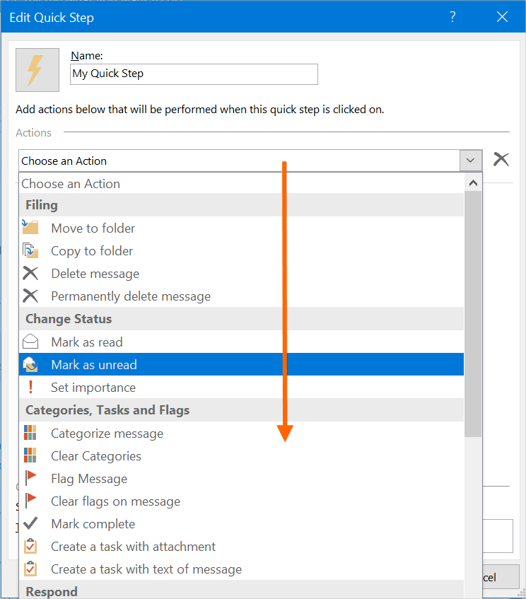 创建新的快速步骤