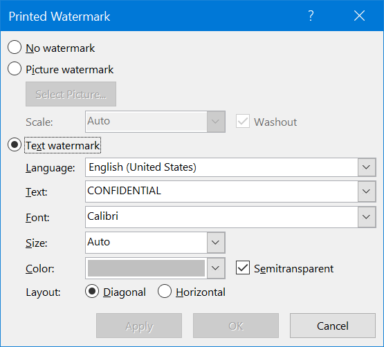 在 Word 中插入自定义文本水印