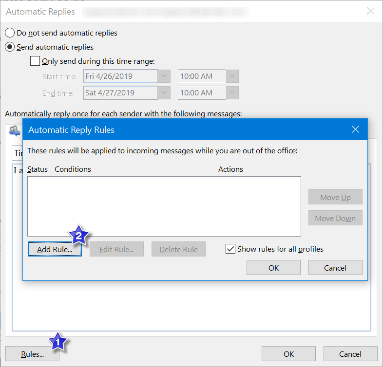 向 OOO 消息添加规则