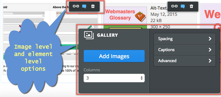 Weebly 图库元素选项