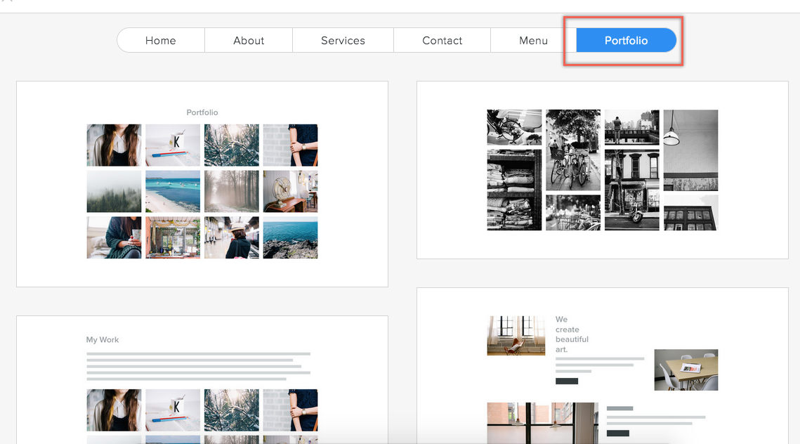 选择 Weebly 投资组合页面布局