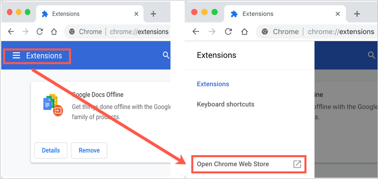 打开 Chrome 网上应用店扩展页面