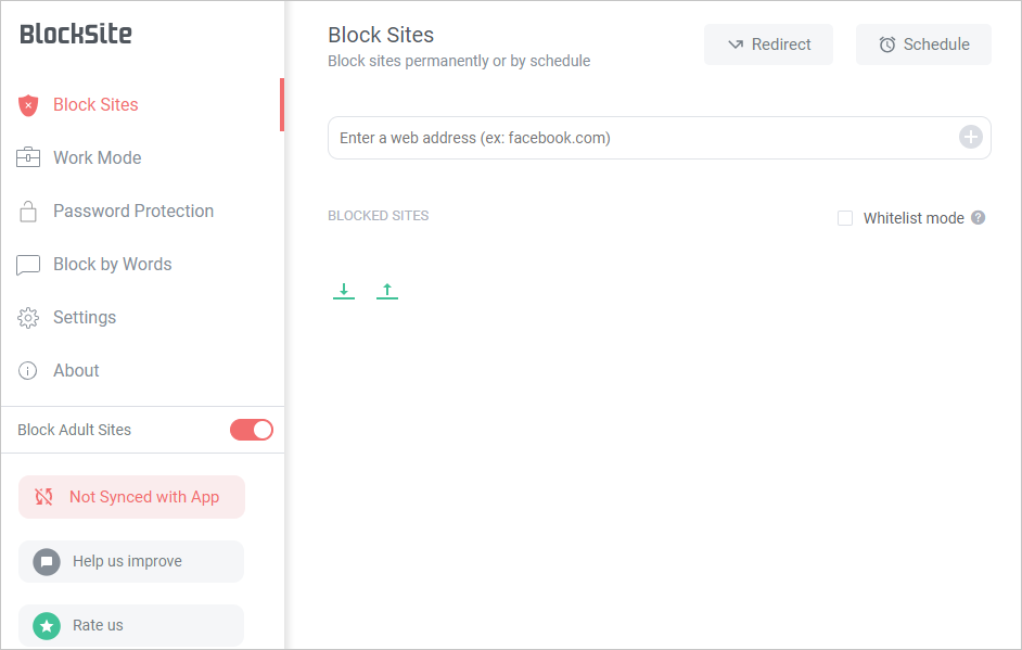 BlockSite 扩展选项