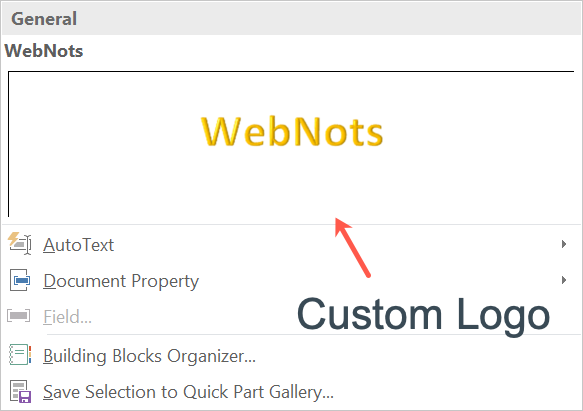 快速部件中添加的自定义构建块