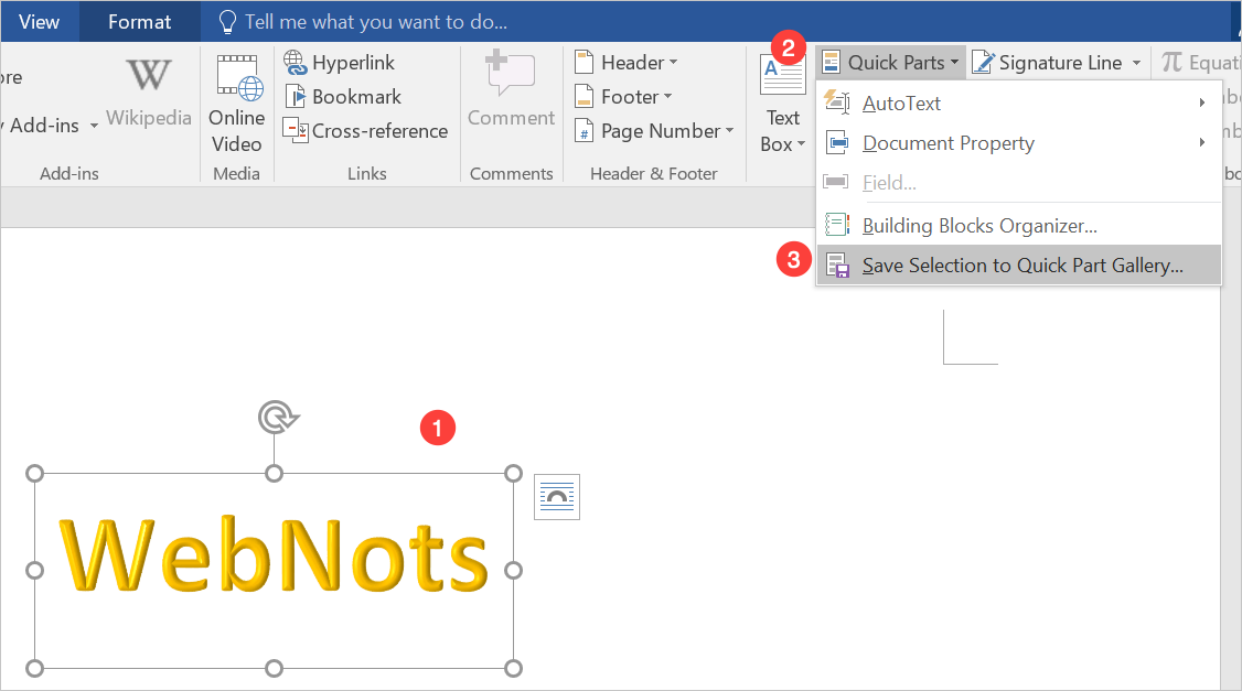 将自定义块添加到快速零件