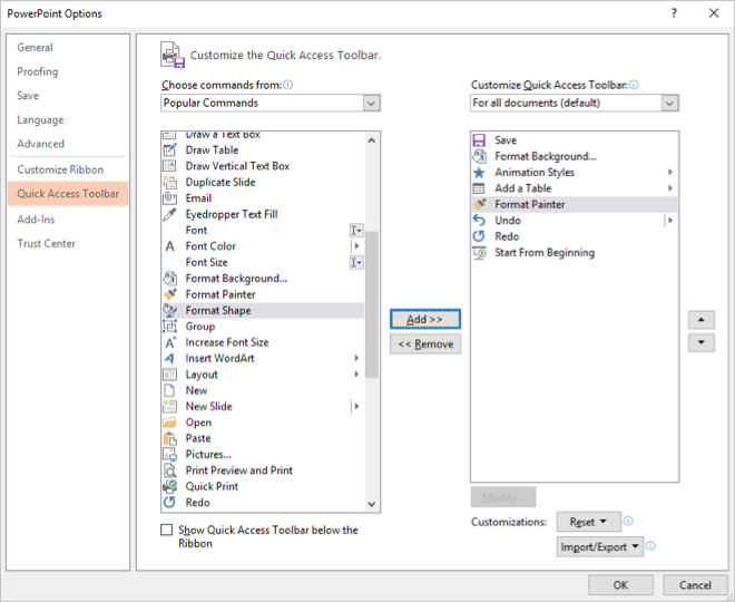 自定义快速访问