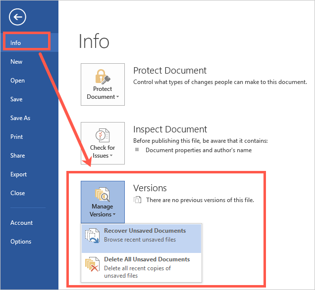 恢复未保存的文档