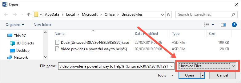 未保存的文件选项