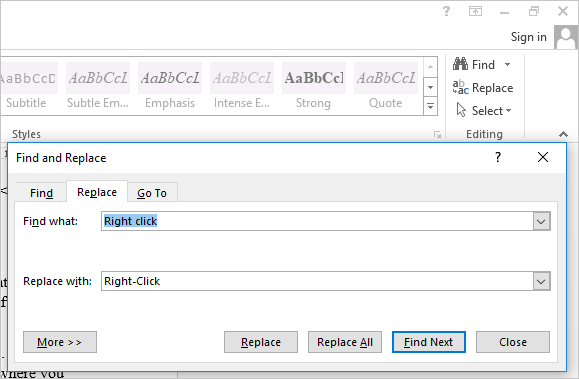 在 Word 中查找和替换