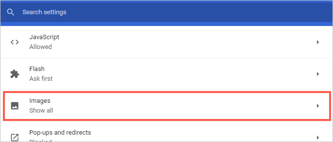 Chrome 中的图像设置