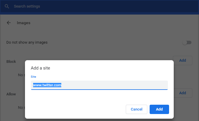 添加站点以阻止图像