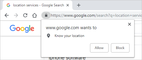 允许在 Chrome 中共享位置信息
