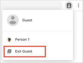 在 Chrome 中退出访客菜单