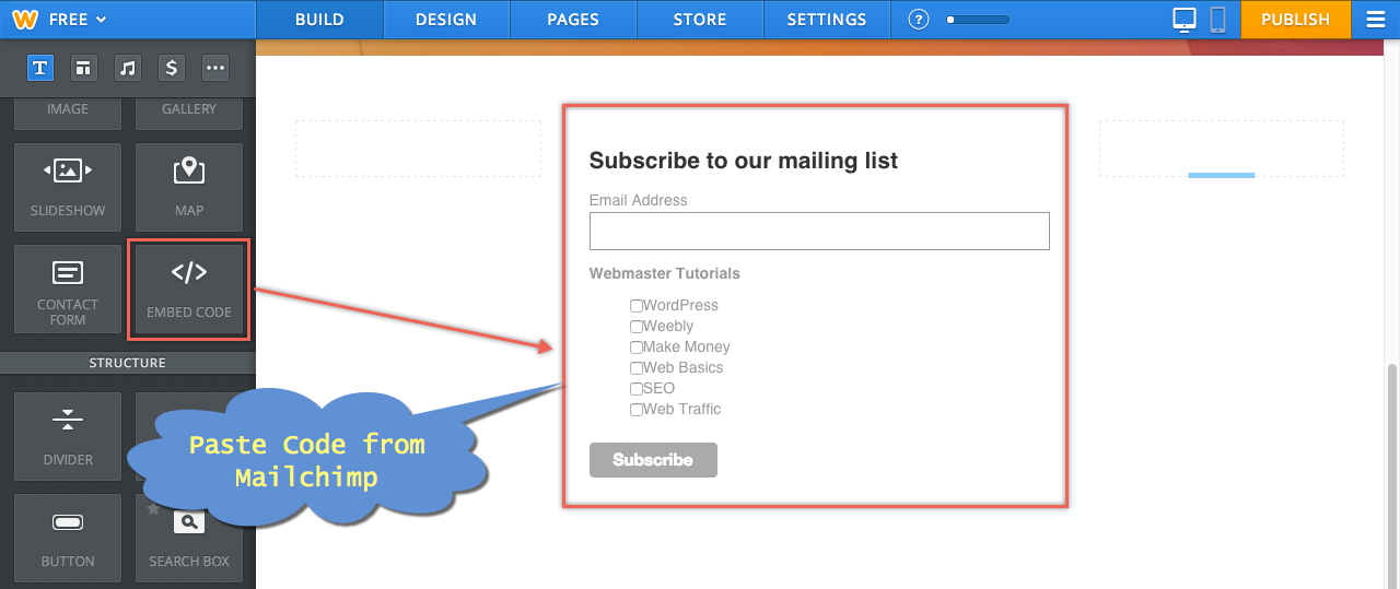 在 Weebly 中嵌入 Mailchimp 注册表单