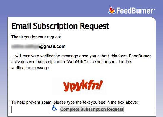 Feedburner 电子邮件订阅