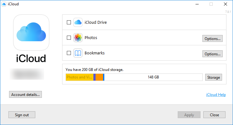 iCloud 帐户详细信息