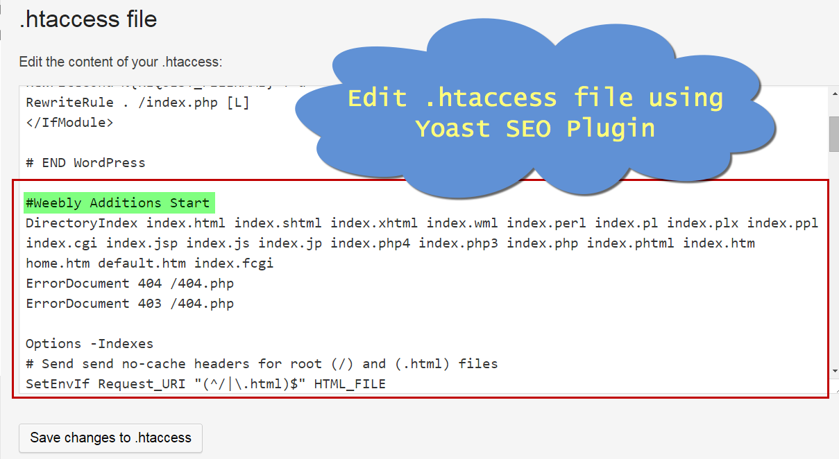 使用 Yoast WordPress SEO 插件编辑 .htaccess 文件