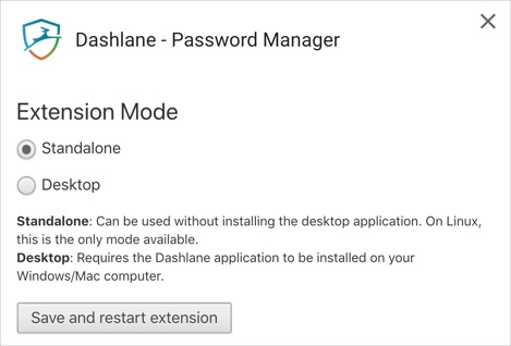 Dashlane 密码管理器选项