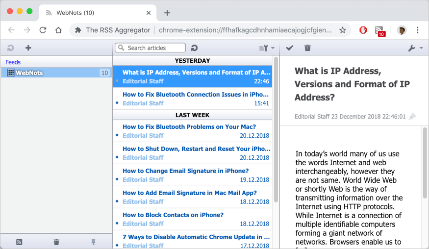 添加和阅读 RSS 提要