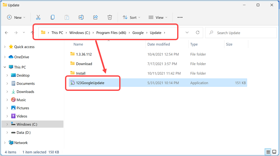 更新 Windows 11 中更改的文件名
