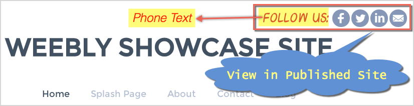 已发布站点中的 Weebly 标题元素视图