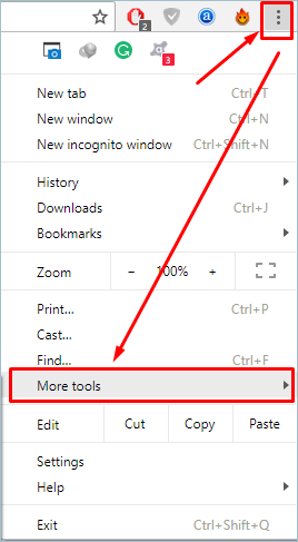 转到 Chrome 菜单