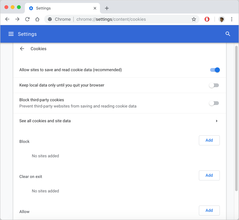 在 Chrome 中管理 Cookie